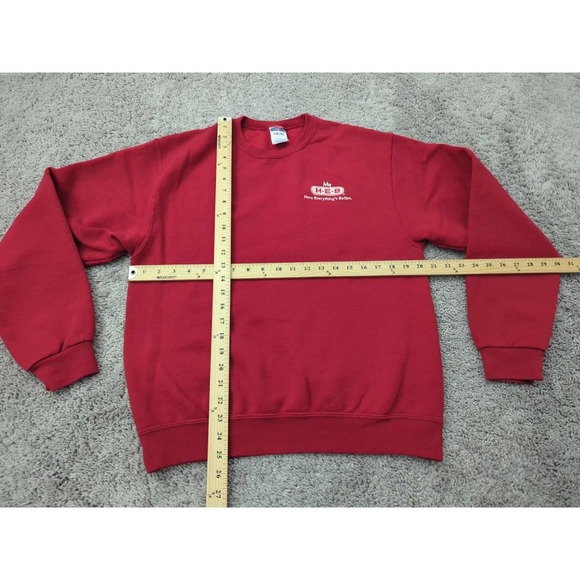 My HEB Here Everything's Better Pullover Mens M Jerzees NuBlend Employee Red - Picture 4 of 7